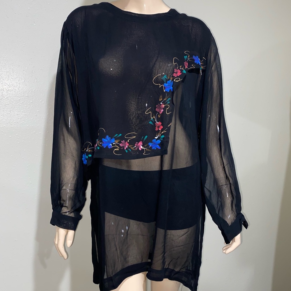 Sheer Black Floral Top